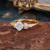 1CT Cushion Cut Moissanite Engagement Ring Unique Marquise Cluster Wedding Promise Anniversary Dainty Ring